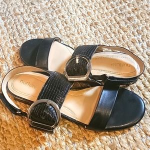 Nurture Black Leather Sandals